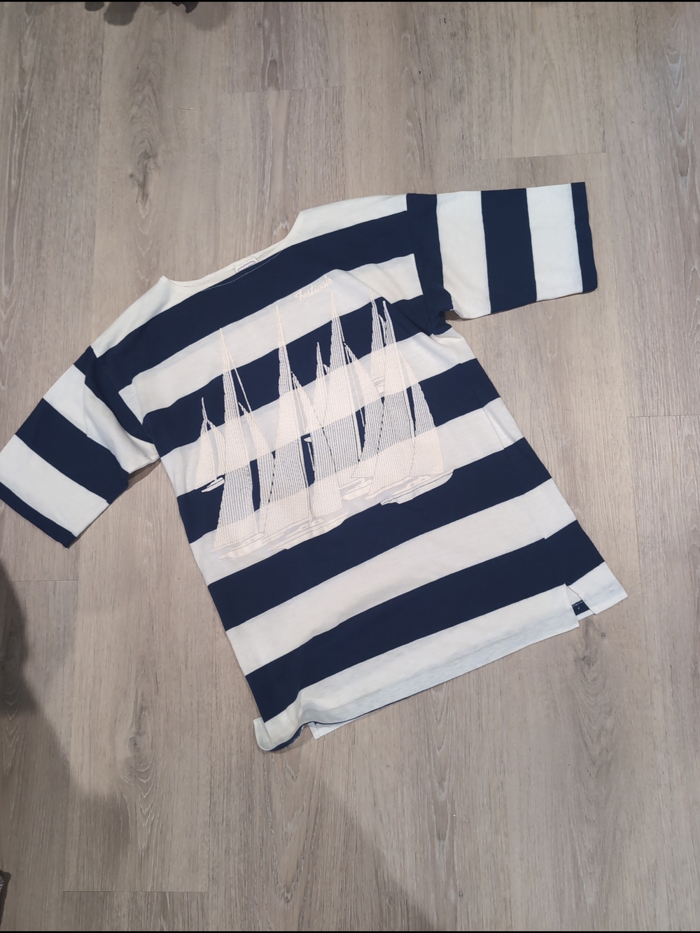 Vintage 1990s Sailing Tee Navy White - Picture 2 of 2